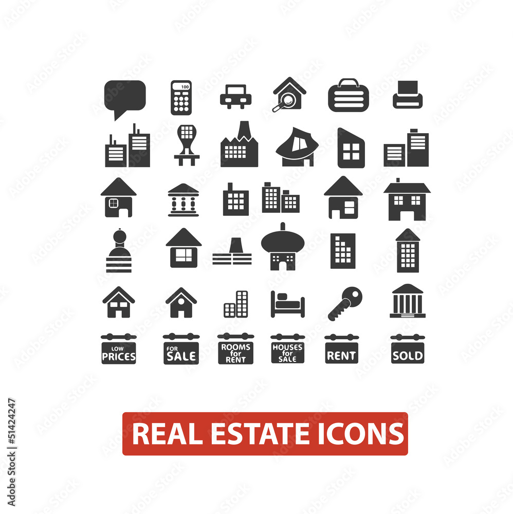 real estate icons set, vector