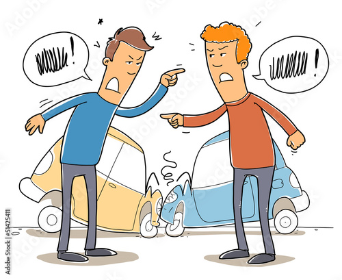 two mans debate who is to blame in a car crash