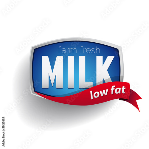 Farm fresh low fat Milk label lettering - vector