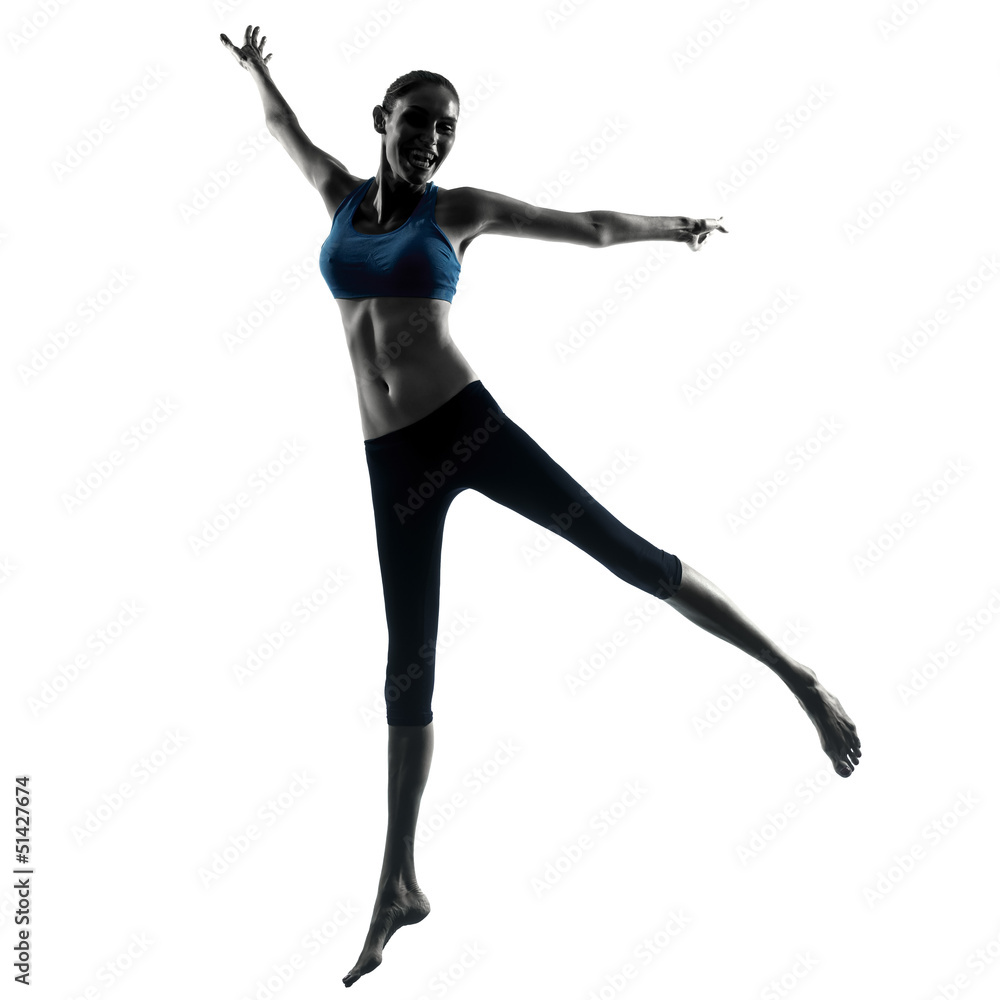 woman exercising jumping stretching dancing