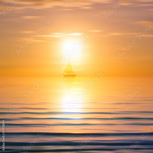 Abstract background with sea sunrise and yacht