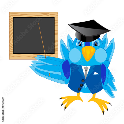 Scientist sparrow on white background