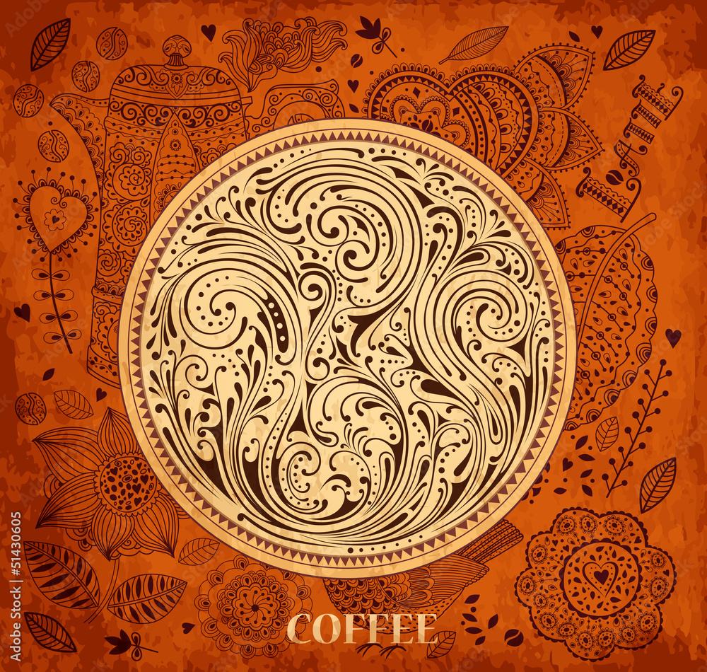 Vintage background with coffee pattern