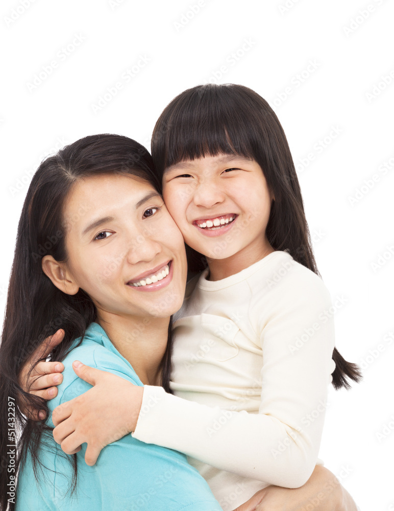 happy little girl hugging with her mother happy little girl hugging with her mother