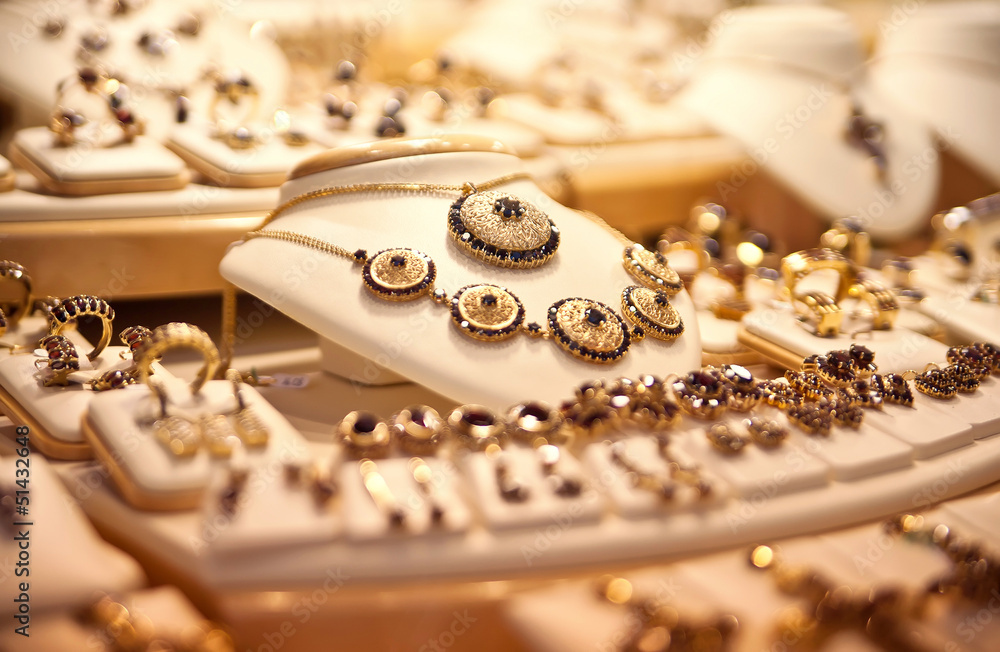 Showcase with jewelry. Showcase with jewelry.