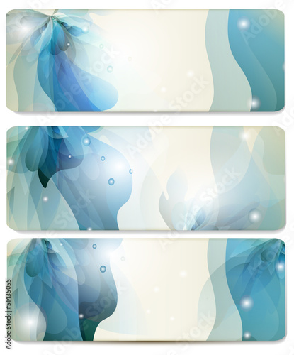 Abstract vector blue backgrounds set for business cards design