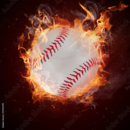 Photography Hot baseball ball in fires flame