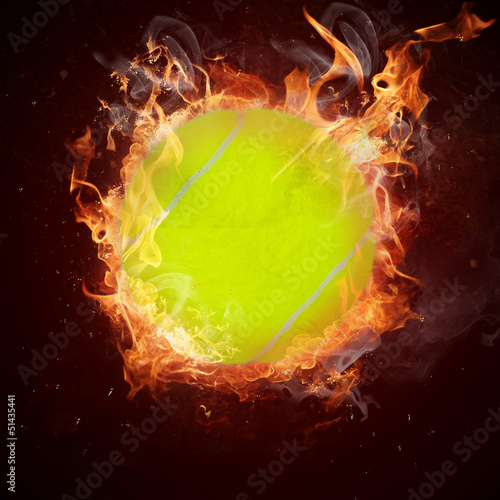 Hot tennis ball in fires flame © Lukas Gojda