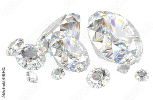 3d diamonds on white