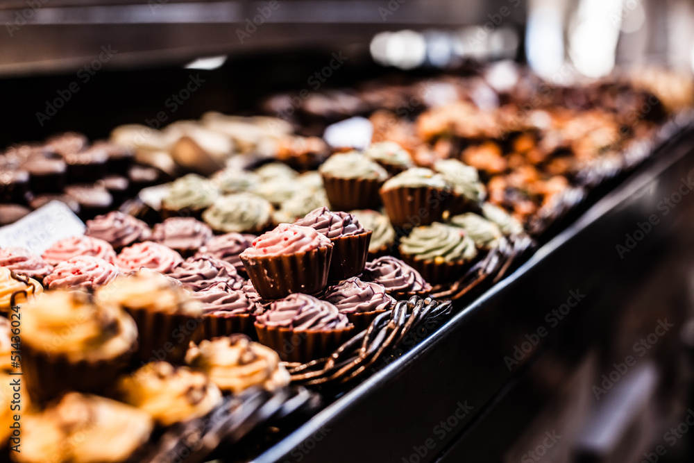 Obraz premium Famous sweet candy market in Barcelona, Spain