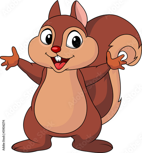 Squirrel cartoon waving hand