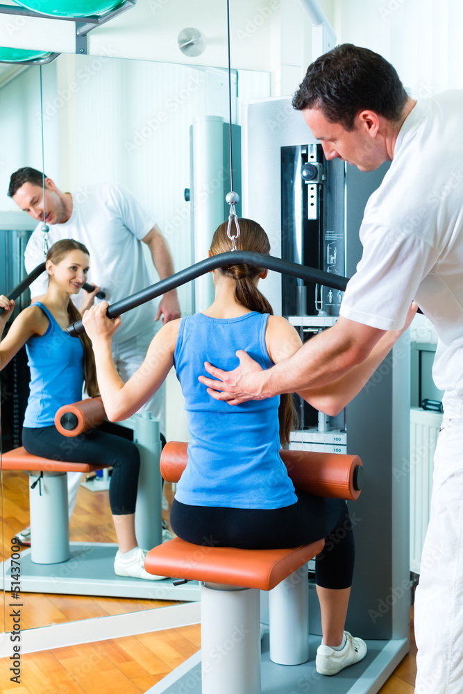 Patient at the physiotherapy doing physical therapy Patient at the physiotherapy doing physical therapy