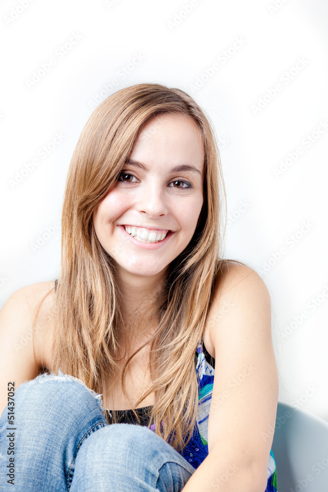 Handsome young girl smiling at camera Handsome young girl smiling at camera