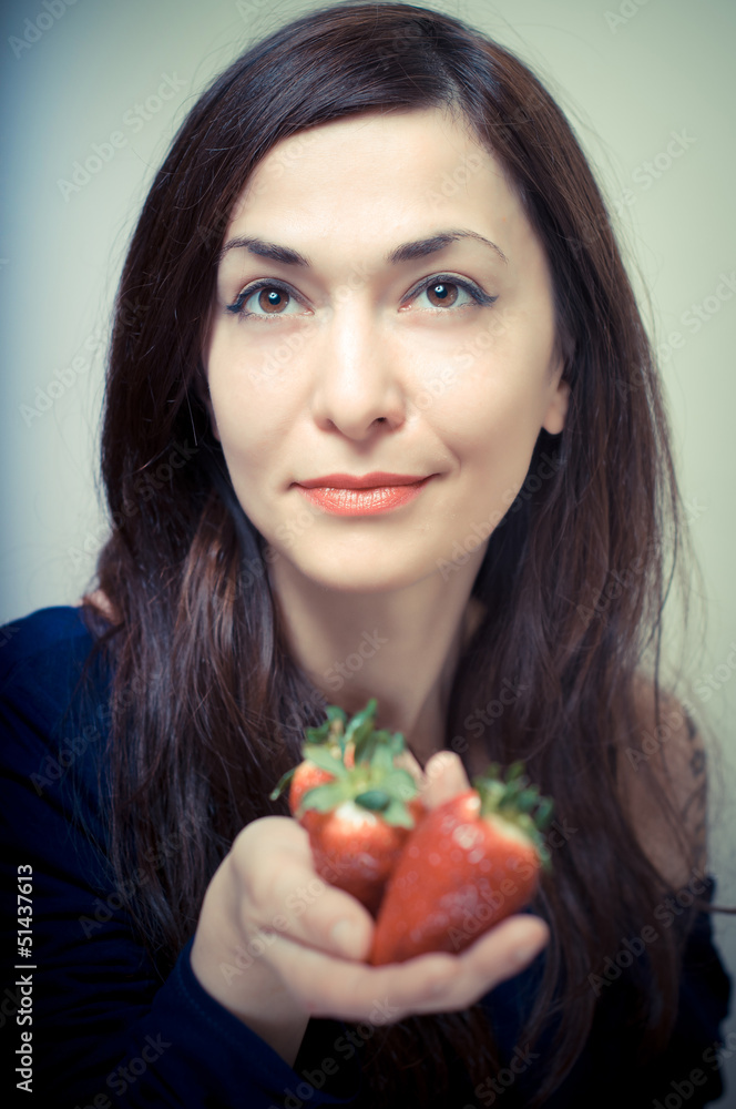 beautiful woman with strawberries beautiful woman with strawberries