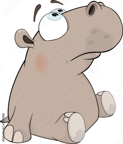 Little sitting grey hippopotamus with the