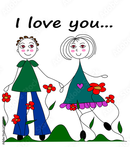I love you, disegno di adolescenti innamorati