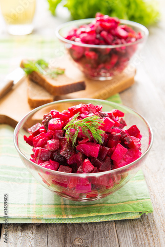 Salad from boiled beetroot and potato
