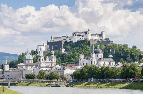 Salzach river on its way through Salzburg, Austria