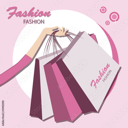Shopping bags.  Young fashionable woman.
