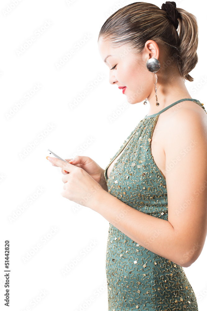 portrait of asian beautiful woman with phone on isolated portrait of asian beautiful woman with phone on isolated