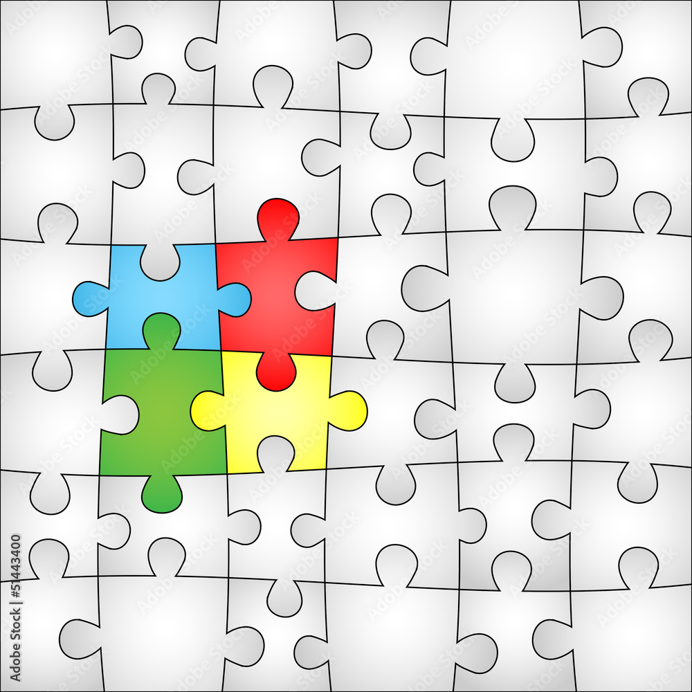 Fototapeta premium Four colors puzzle background