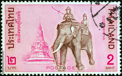 Queen Suriyothai riding elephant (Thailand 1970)