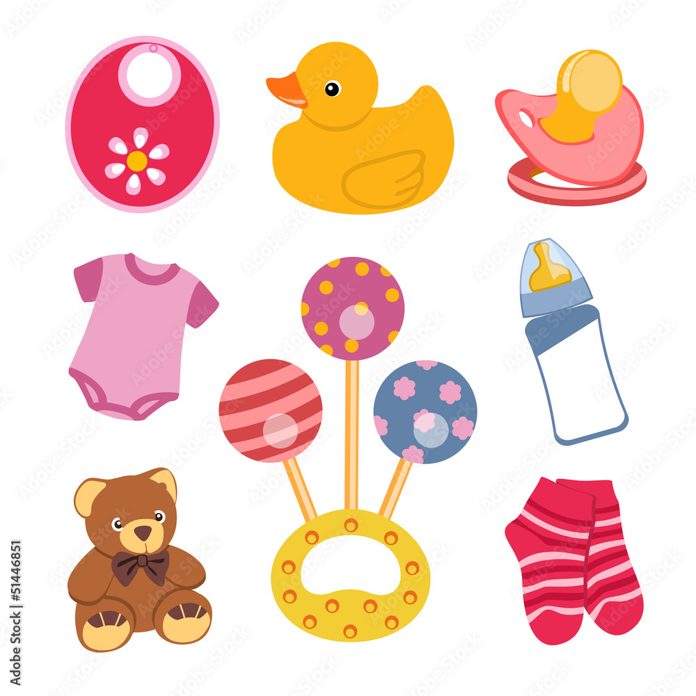 Conjunto de objetos para bebé Stock Vector | Adobe Stock