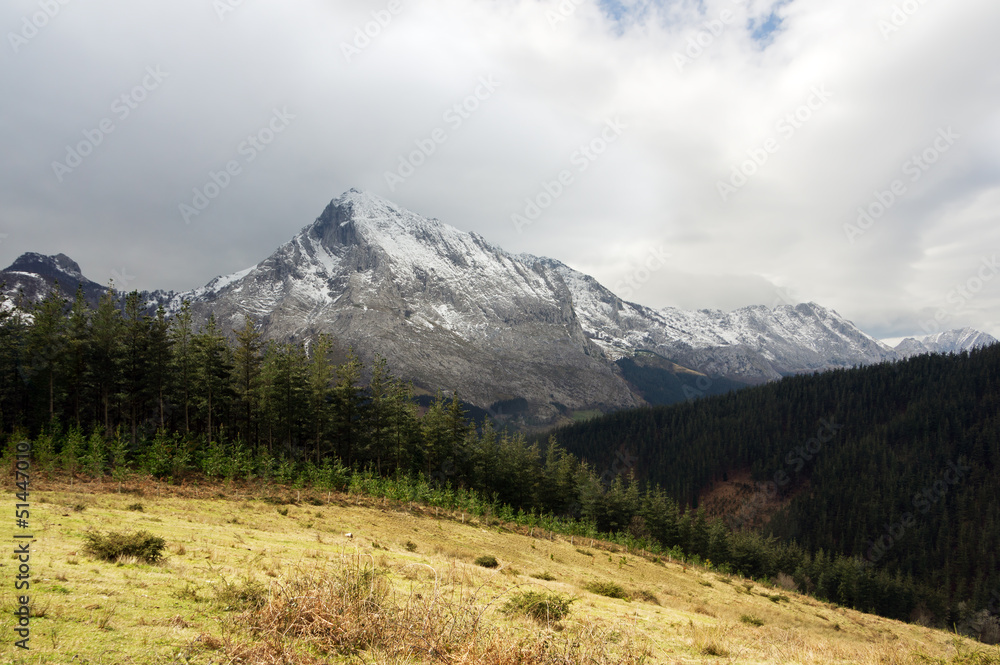 Anboto mountain in Basque Country with snow Anboto mountain in Basque Country with snow