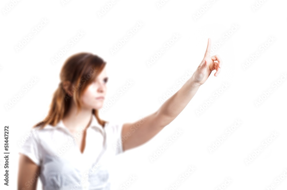 Woman's hand and one finger pointing something Woman's hand and one finger pointing something