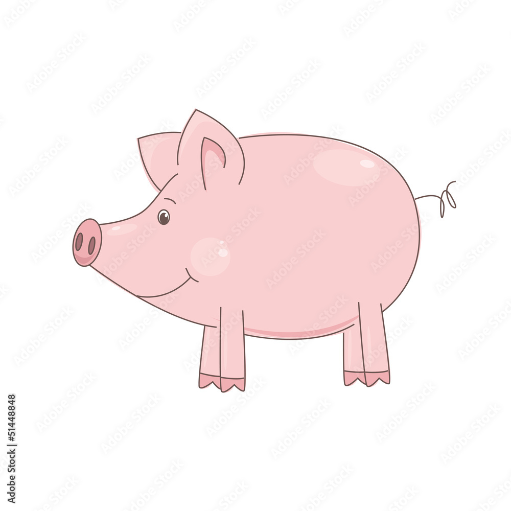 Vector illustration of cute little pig on white background. Vector illustration of cute little pig on white background.
