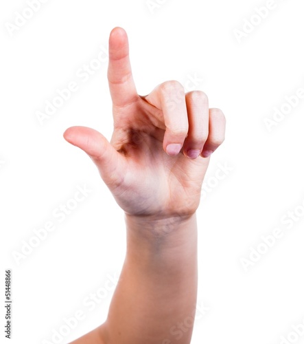 Woman's hand with finger, isolated on white