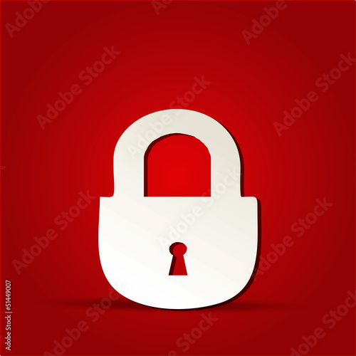 EPS Vector 10 - lock icon on isolated on red