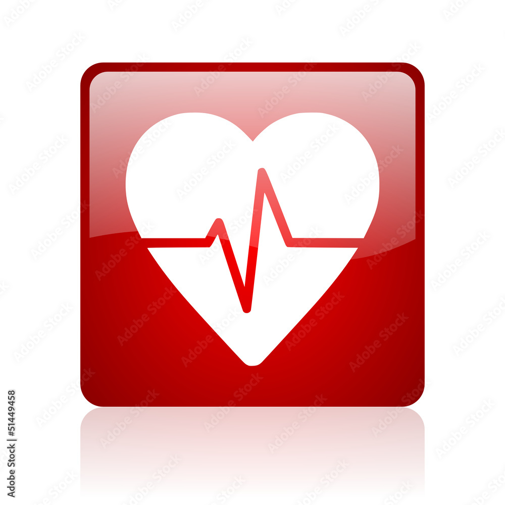 cardiogram red square web glossy icon cardiogram red square web glossy icon