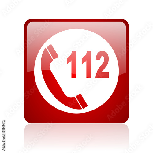 emergency call red square web glossy icon