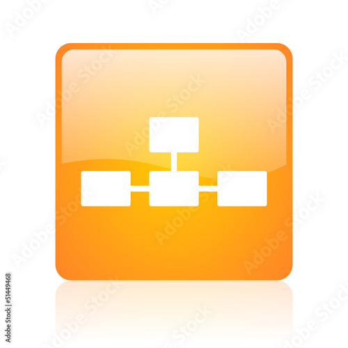 database orange square web glossy icon