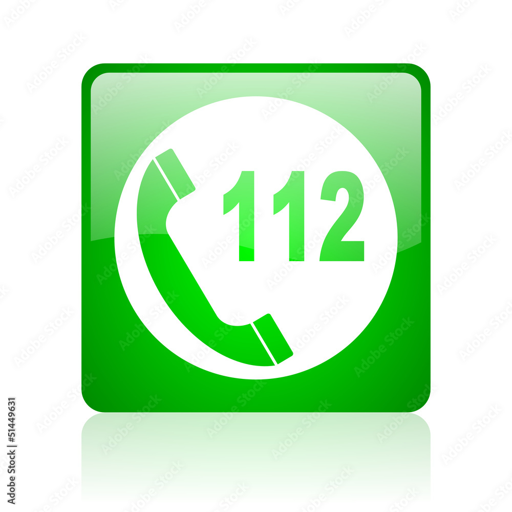 emergency call green square web glossy icon emergency call green square web glossy icon
