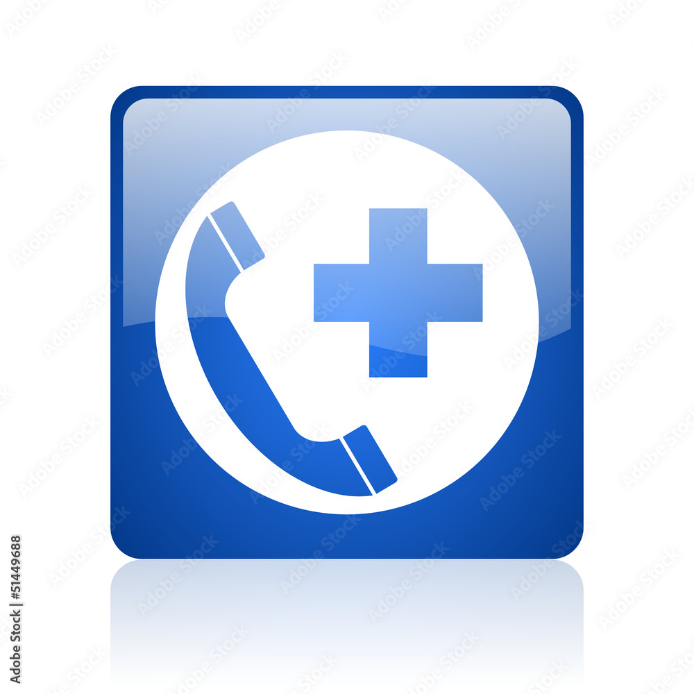 emergency call blue square web glossy icon emergency call blue square web glossy icon