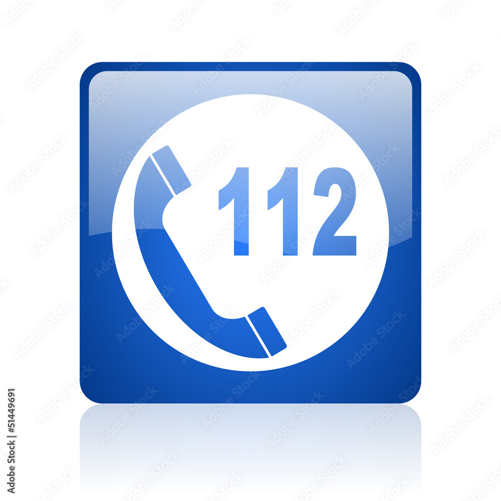 emergency call blue square web glossy icon emergency call blue square web glossy icon
