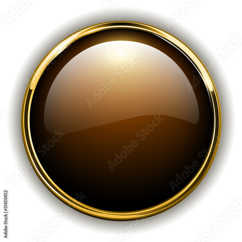 Gold button shiny metallic, vector.