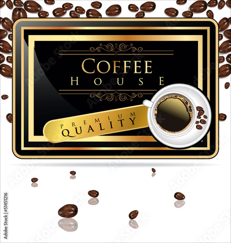 Coffee house - elegant label vector illustration