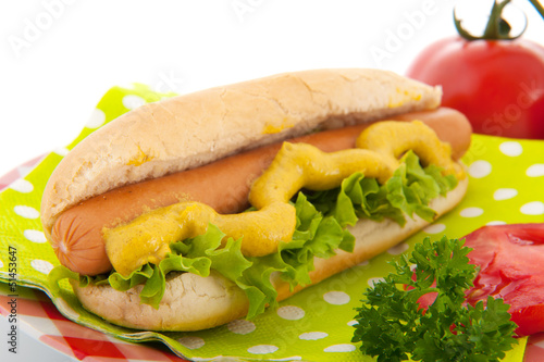 Hotdog with bread roll