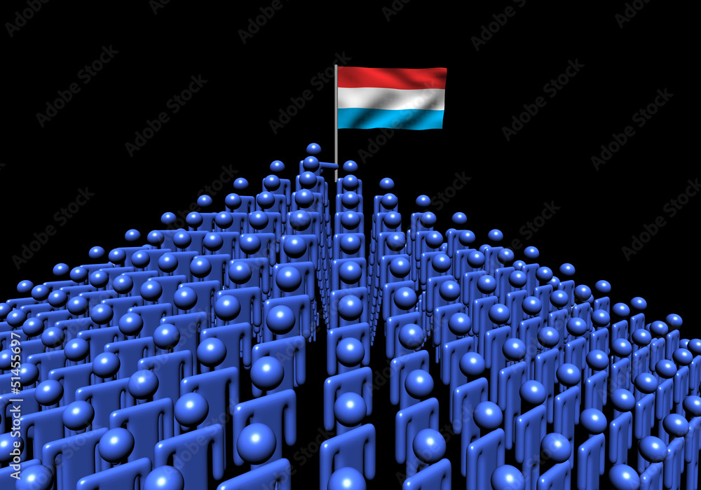 Fototapeta premium Pyramid of abstract people with Luxembourg flag illustration