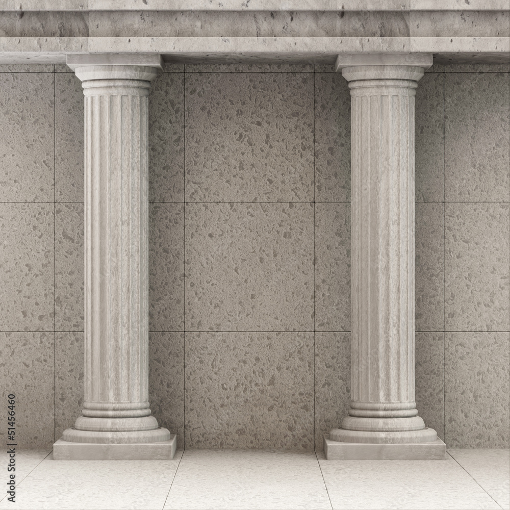 Classic Ancient Interior with Columns - obrazy, fototapety, plakaty 
