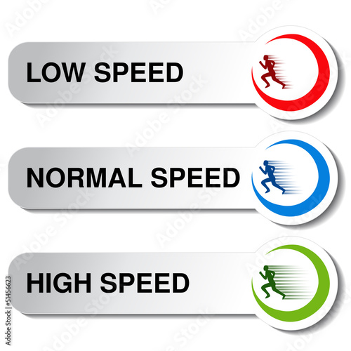 vector button of speed - low, normal, high