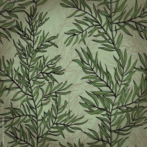 Seamless vintage background with rosemary plant. Eps10