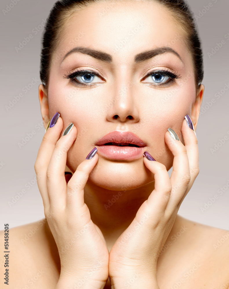 Beauty Portrait. Beautiful Spa Woman Touching her Face Beauty Portrait. Beautiful Spa Woman Touching her Face