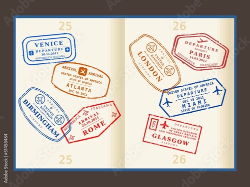 Travel stamps to London, Venice, Rome, Paris