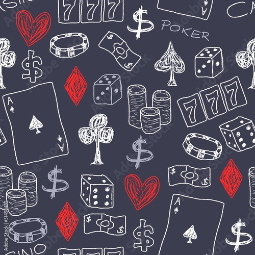Gambling background - casino icons - vector illustration