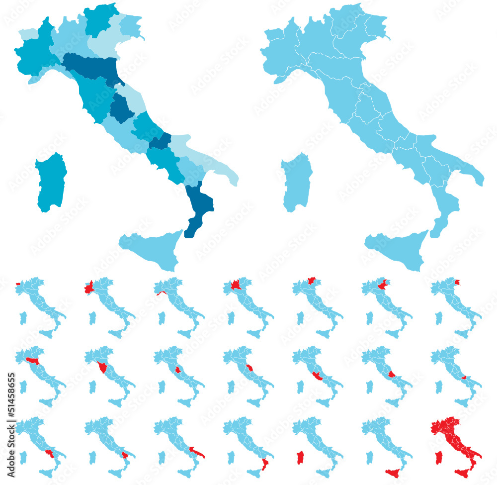 Obraz premium Mapa regionów Włoch