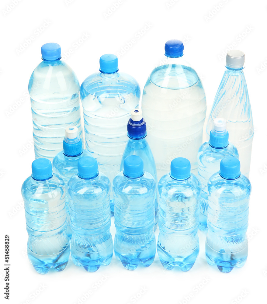 Naklejka premium Different water bottles isolated on white